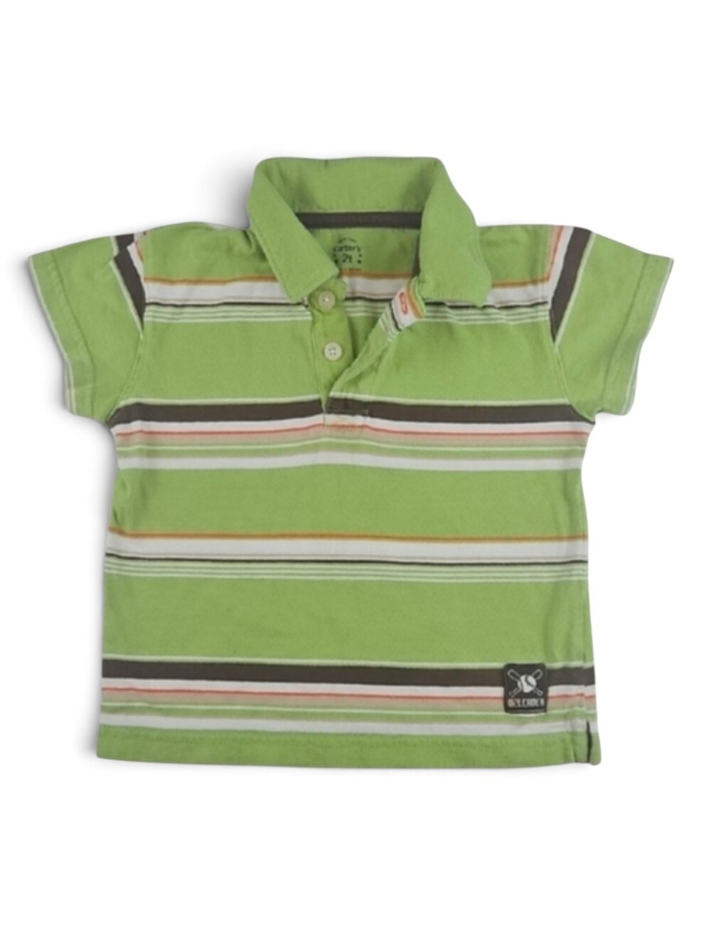 Vintage Toddler Boys Tee Short Sleeve Polo Tshirt Green Shirt Baseball Size 2T